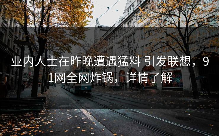 业内人士在昨晚遭遇猛料 引发联想，91网全网炸锅，详情了解