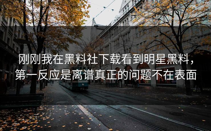 刚刚我在黑料社下载看到明星黑料，第一反应是离谱真正的问题不在表面